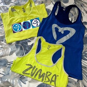 Lot of 3-  Zumba Fitness Racerback Tank Tops, Sz. Lg.